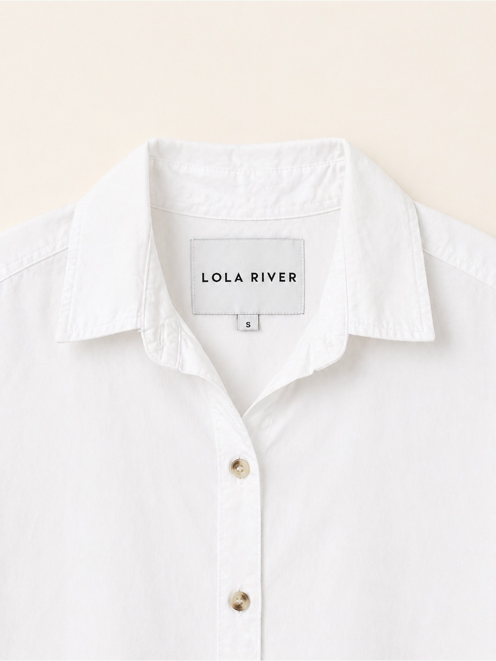 Lola River Oversized Hi-Low Blouse White S | Cotton Tencel Relaxed Button Shirt - Picture 4 of 5